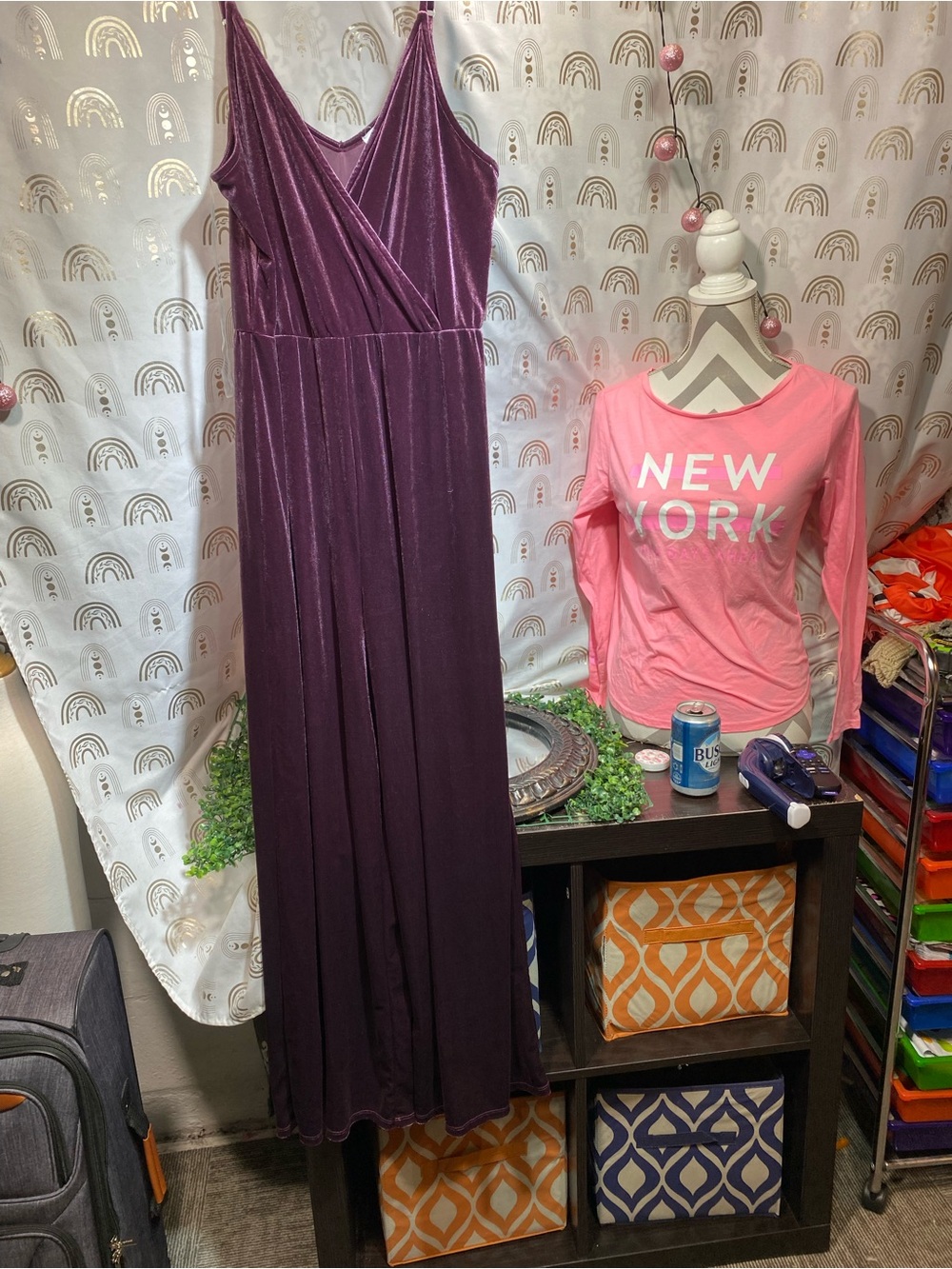 Eyeshadow Purple Velvet Slip Maxi Dress